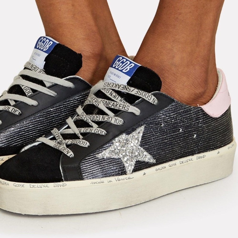 Golden Goose Black and Silver Star Sneakers